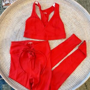 Year of Ours Red Sports Bra and Leggings Set